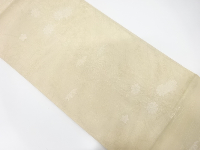 アンティーク　紗　流水に笹・秋草模様織り出し袋帯（材料）